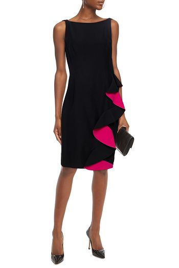 ALEXANDER MCQUEEN Ruffled two-tone cady dress