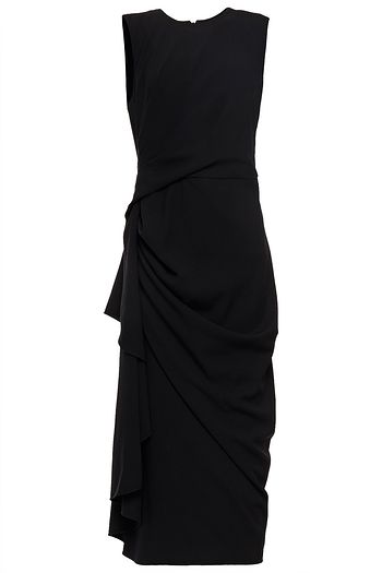 ALEXANDER MCQUEEN Draped wool-blend crepe midi dress