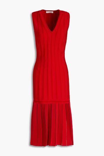 ALEXANDER MCQUEEN Lattice-trimmed ponte midi dress