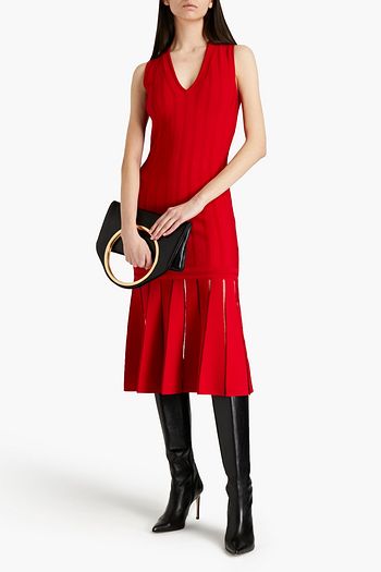 ALEXANDER MCQUEEN Lattice-trimmed ponte midi dress