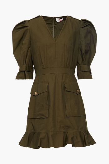 ALEXANDER MCQUEEN Pleated cotton-canvas mini dress