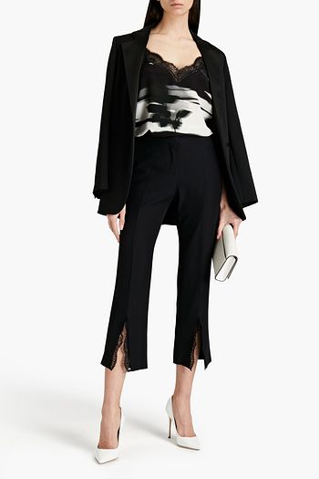 ALEXANDER MCQUEEN Lace-trimmed printed silk crepe de chine camisole