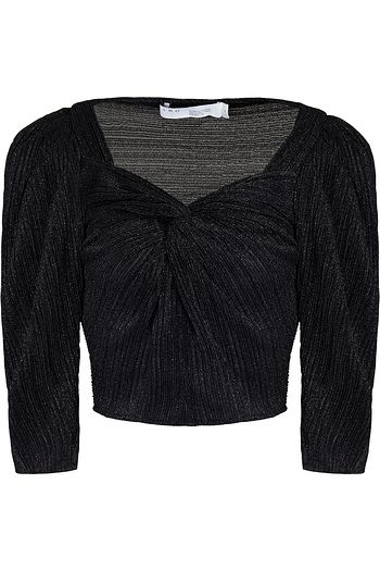 IRO Dollie cropped twist-front pleated lamé top