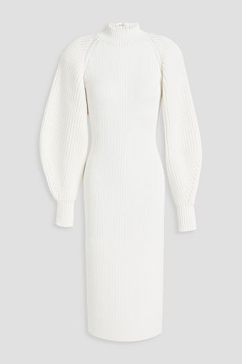 HERVÉ LÉGER Ribbed-paneled stretch-knit midi dress