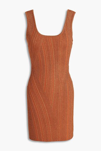HERVÉ LÉGER Metallic ribbed bandage mini dress