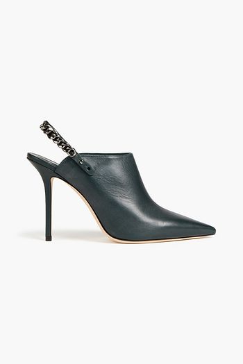 JIMMY CHOO Lexx 100 chain-trimmed leather pumps
