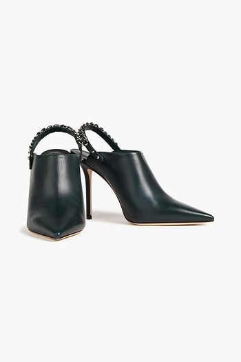 JIMMY CHOO Lexx 100 chain-trimmed leather pumps