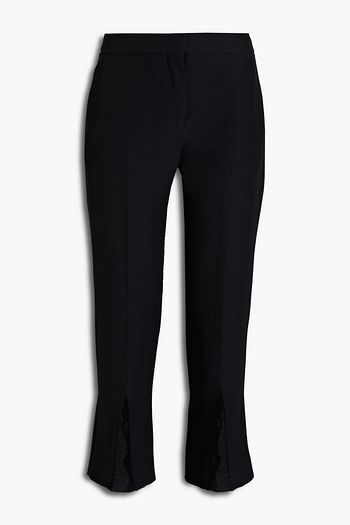 ALEXANDER MCQUEEN Cropped lace-trimmed crepe straight-leg pants