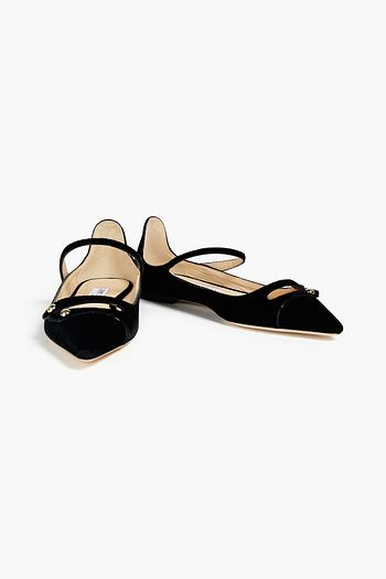 JIMMY CHOO Layton velvet point-toe flats
