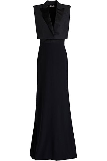 ALEXANDER MCQUEEN Layered satin and crepe gown