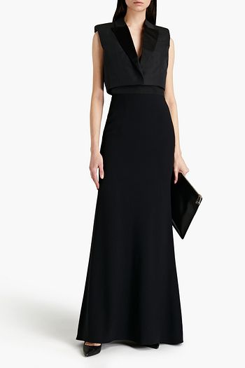 ALEXANDER MCQUEEN Layered satin and crepe gown
