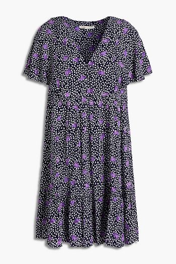 MAJE Gathered floral-print mousseline mini dress