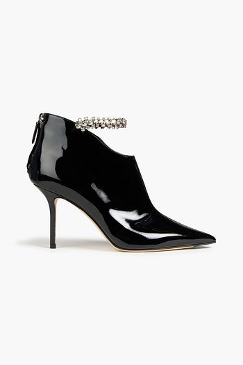 JIMMY CHOO Blaize 85 crystal-embellished patent-leather ankle boots