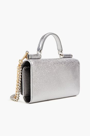 DOLCE & GABBANA Metallic textured-leather phone pouch