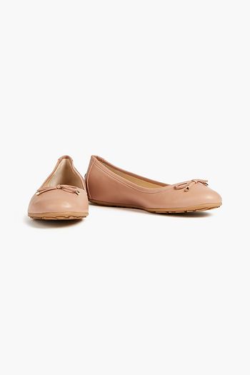 JIMMY CHOO Walsh bow-embellished leather ballet flats