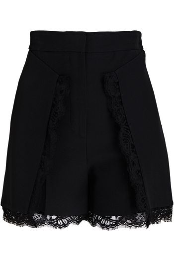ALEXANDER MCQUEEN Lace-trimmed crepe shorts