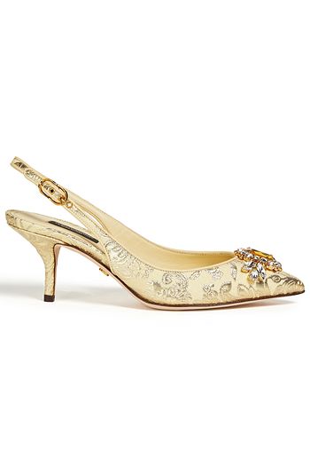 DOLCE & GABBANA Slingback-Pumps aus Brokat mit Kristallverzierung