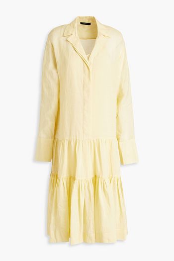 JOSEPH Dan tiered gathered ramie-gauze shirt dress