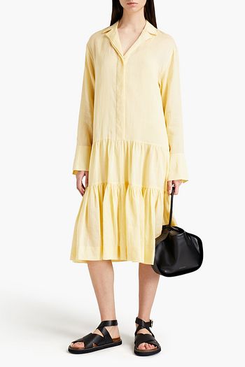 JOSEPH Dan tiered gathered ramie-gauze shirt dress