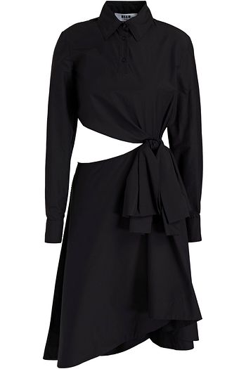 MSGM Cutout embellished cotton-blend poplin shirt dress