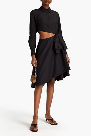 MSGM Cutout embellished cotton-blend poplin shirt dress