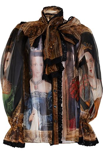 DOLCE & GABBANA Bedruckte Schluppenbluse aus Organza aus einer Seidenmischung