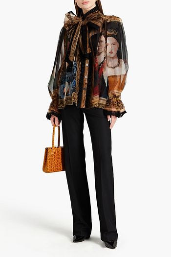 DOLCE & GABBANA Bedruckte Schluppenbluse aus Organza aus einer Seidenmischung