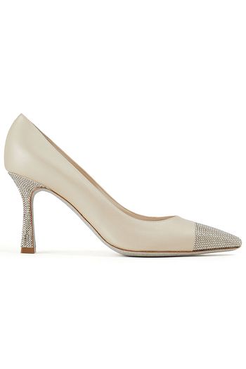 RENE' CAOVILLA Crystal-embellished leather pumps