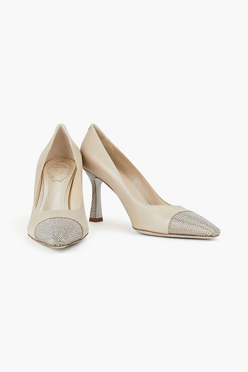 RENE' CAOVILLA Crystal-embellished leather pumps