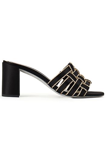 RENE' CAOVILLA Juliette crystal-embellished satin mules