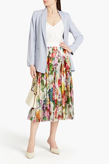 DOLCE & GABBANA Geraffter Midirock aus Seidenchiffon mit floralem Print