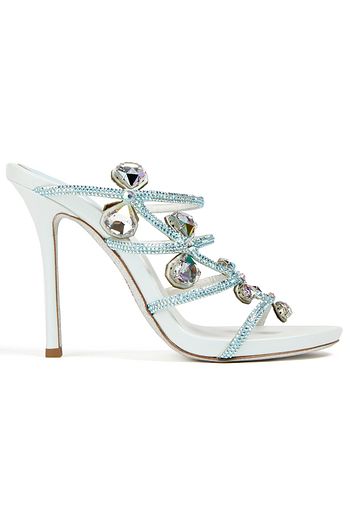 RENE' CAOVILLA Embellished satin and leather mules