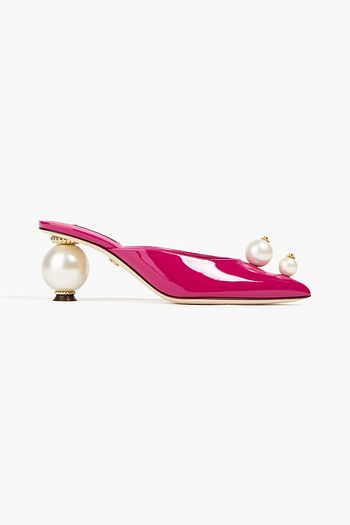 DOLCE & GABBANA Mules aus Lackleder mit Kunstperlen