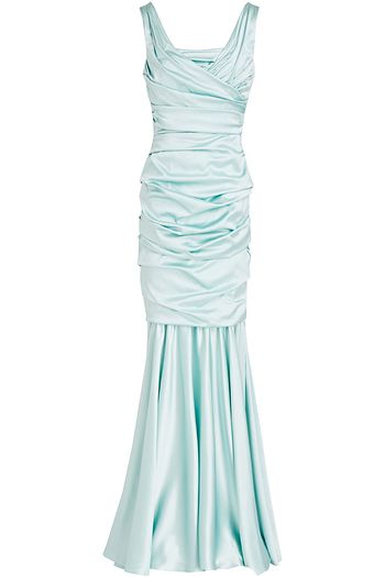 DOLCE & GABBANA Plissierte Robe aus glänzendem Crêpe aus einer Seidenmischung