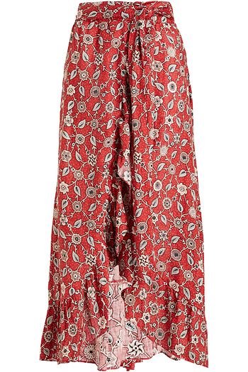 ISABEL MARANT ÉTOILE Alda ruffle-trimmed floral-print linen midi wrap skirt