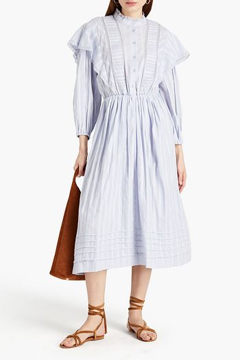 ISABEL MARANT ÉTOILE Paolina lace-trimmed gathered cotton midi dress