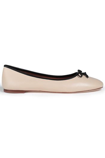 TORY BURCH Tory Charm bow-embellished leather ballet flats