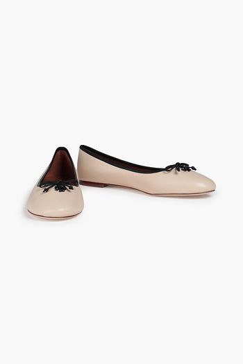 TORY BURCH Tory Charm bow-embellished leather ballet flats