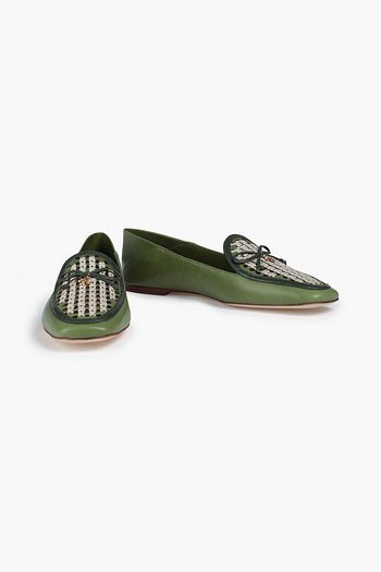 TORY BURCH Tory Charm perforated leather collapsible heel loafers