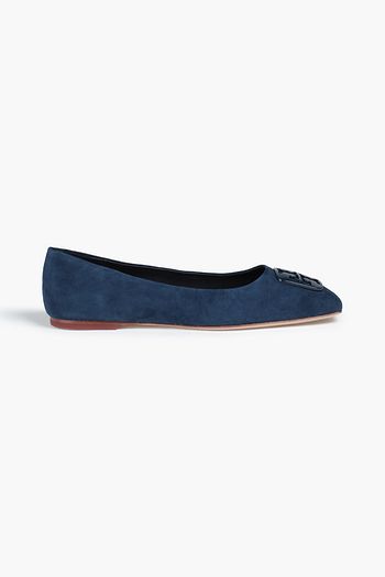 TORY BURCH Georgia embellished suede ballet flats