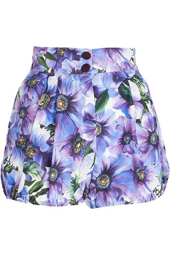 DOLCE & GABBANA Pleated floral-print voile shorts