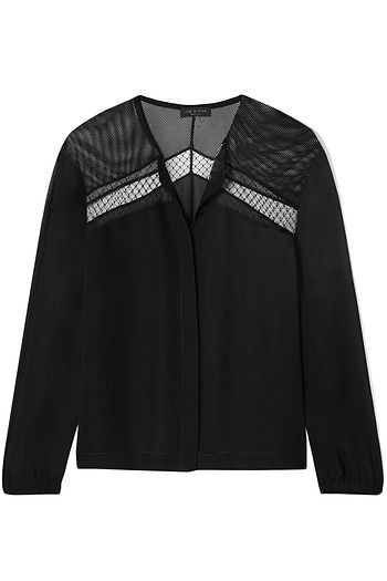 RAG & BONE Tommi Bluse aus Crêpe de Chine aus Seide mit Mesh-Einsatz