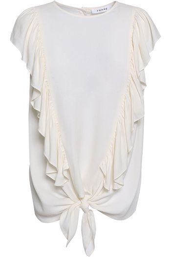 FRAME Ruffled draped crepe blouse