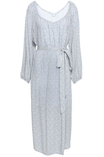 EBERJEY Magda belted printed voile midi dress