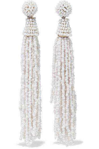 KENNETH JAY LANE Tasseled gold-tone beaded earrings