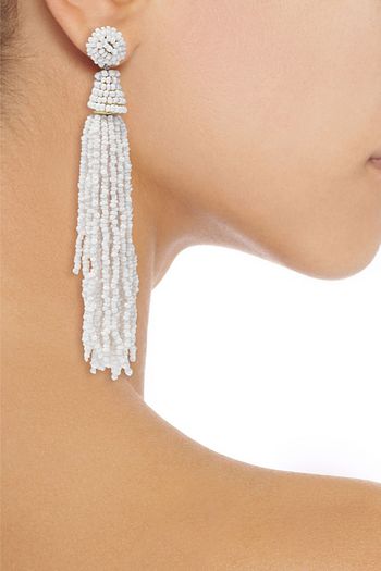 KENNETH JAY LANE Tasseled gold-tone beaded earrings