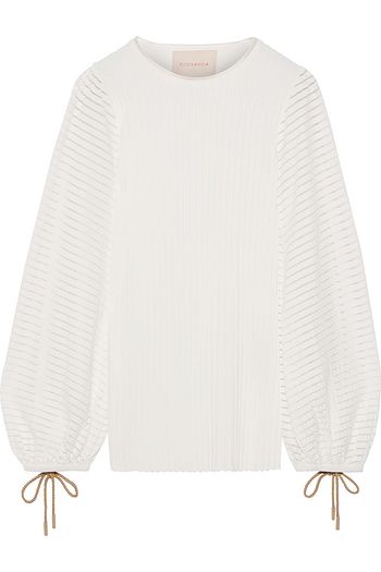 ROKSANDA Open knit-trimmed ribbed-knit top