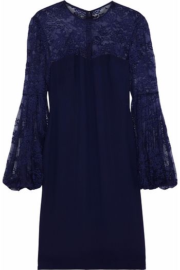 MIKAEL AGHAL Lace-paneled crepe dress
