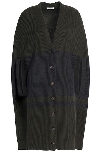 BRUNELLO CUCINELLI Cape-effect ribbed cashmere cardigan