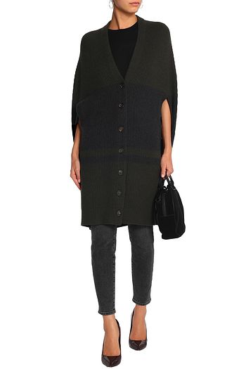 BRUNELLO CUCINELLI Cape-effect ribbed cashmere cardigan